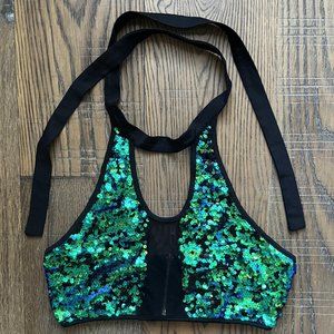 iHeartRaves Sequin Mesh Crop Top size Large